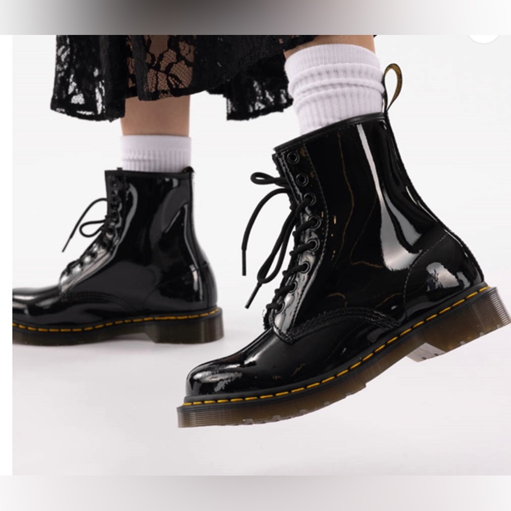 Black patent Dr. Martin boots